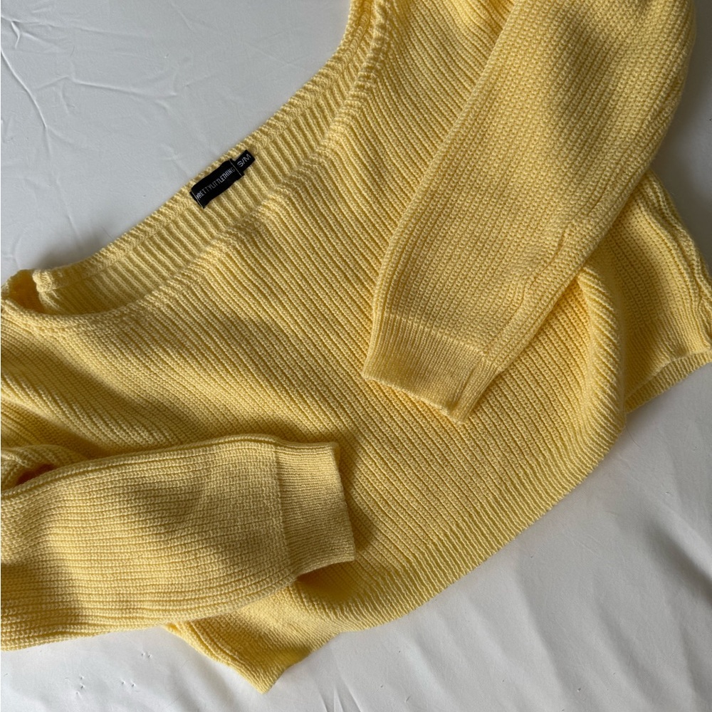 Off-the-Shoulder Cropped Knit Sweater